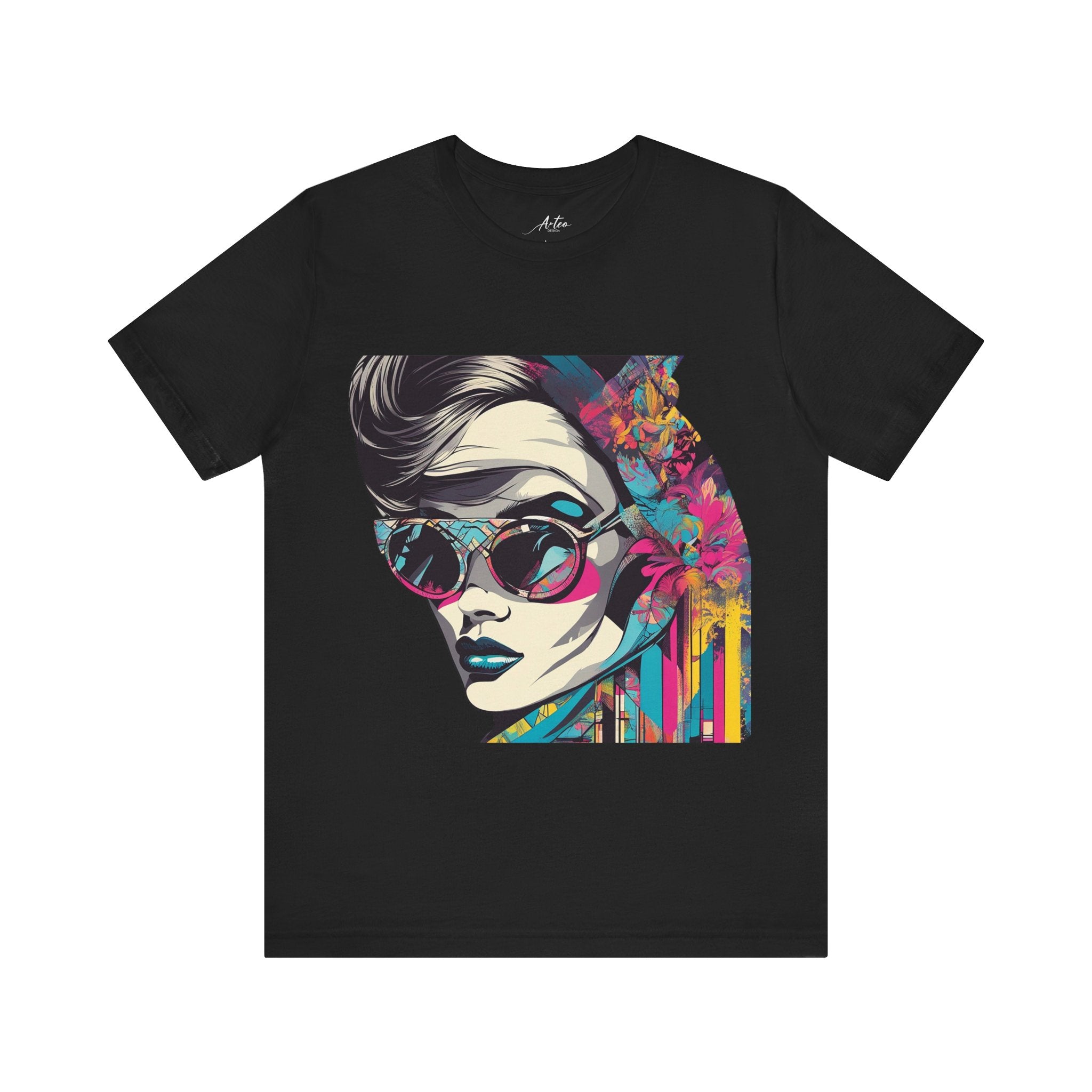 Retro Vibes Women's T-Shirt - Neon Geometric Design