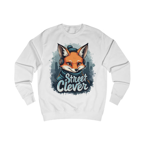 Street Clever Blue Sweatshirt – Fox with Headphones Design