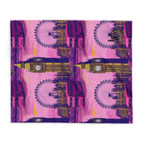 London Dreamscape Fleece Blanket – Bold Pink & Purple City Vibes