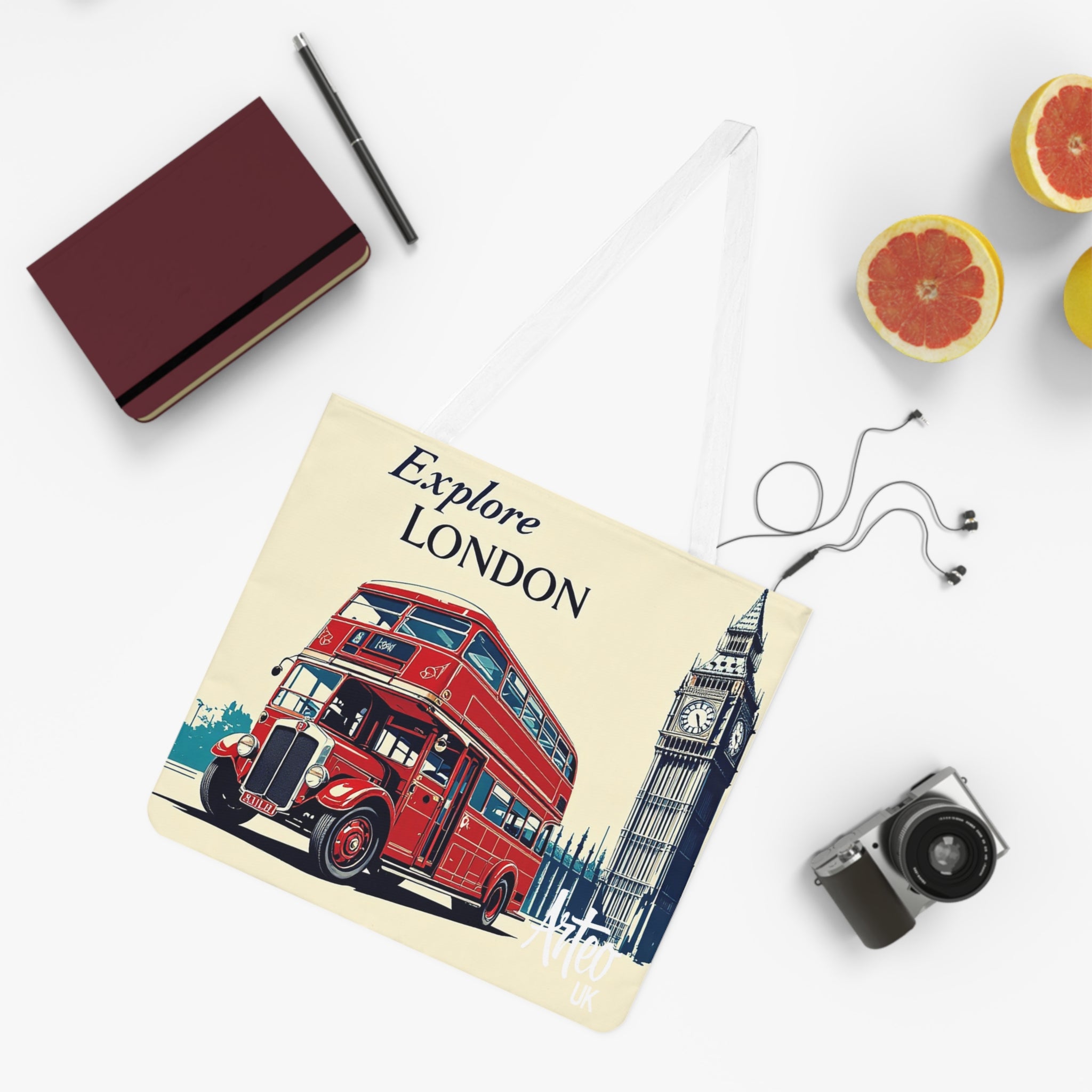 Arteo UK London Red Bus Design Travel Tote Bag