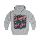 Retro Gaming Hoodie - Graphic Zip-Up with Game Controllers