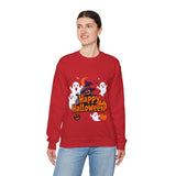 Happy Halloween Sweatshirt – Spooky Ghosts and Pumpkin Design