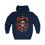 Urban Streetwear Fearless Skull & Roses Tattoo Hoodie