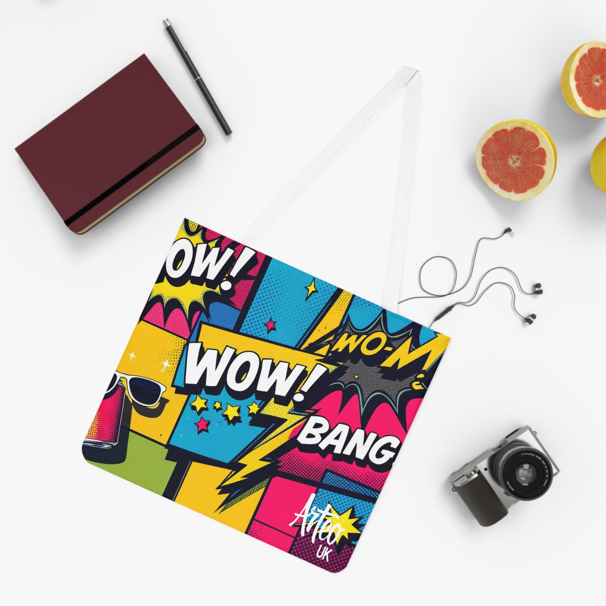 Arteo UK Pop Art Tote Bag – WOW! BANG! Comic Style Design