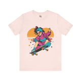 Retro Skater Girl T-Shirt - Vibrant 80s Style