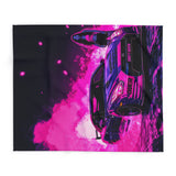 Drift Queen Fleece Blanket – Bold Pink Smoke & Street Racing Vibes