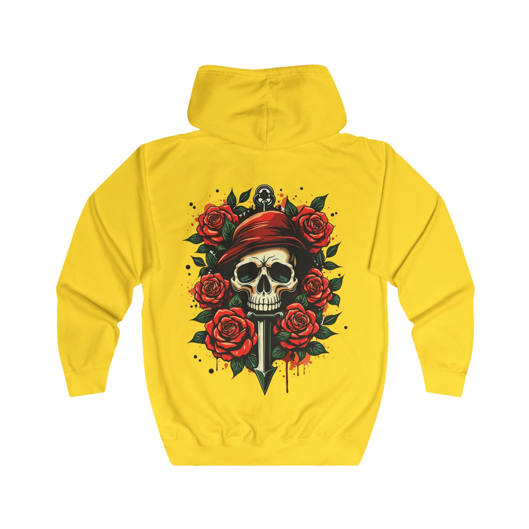 Urban Streetwear Fearless Skull & Roses Tattoo Hoodie