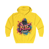 Navy Rise Street Hoodie – Vibrant Urban Art Graphic for Streetwear Enthusiasts