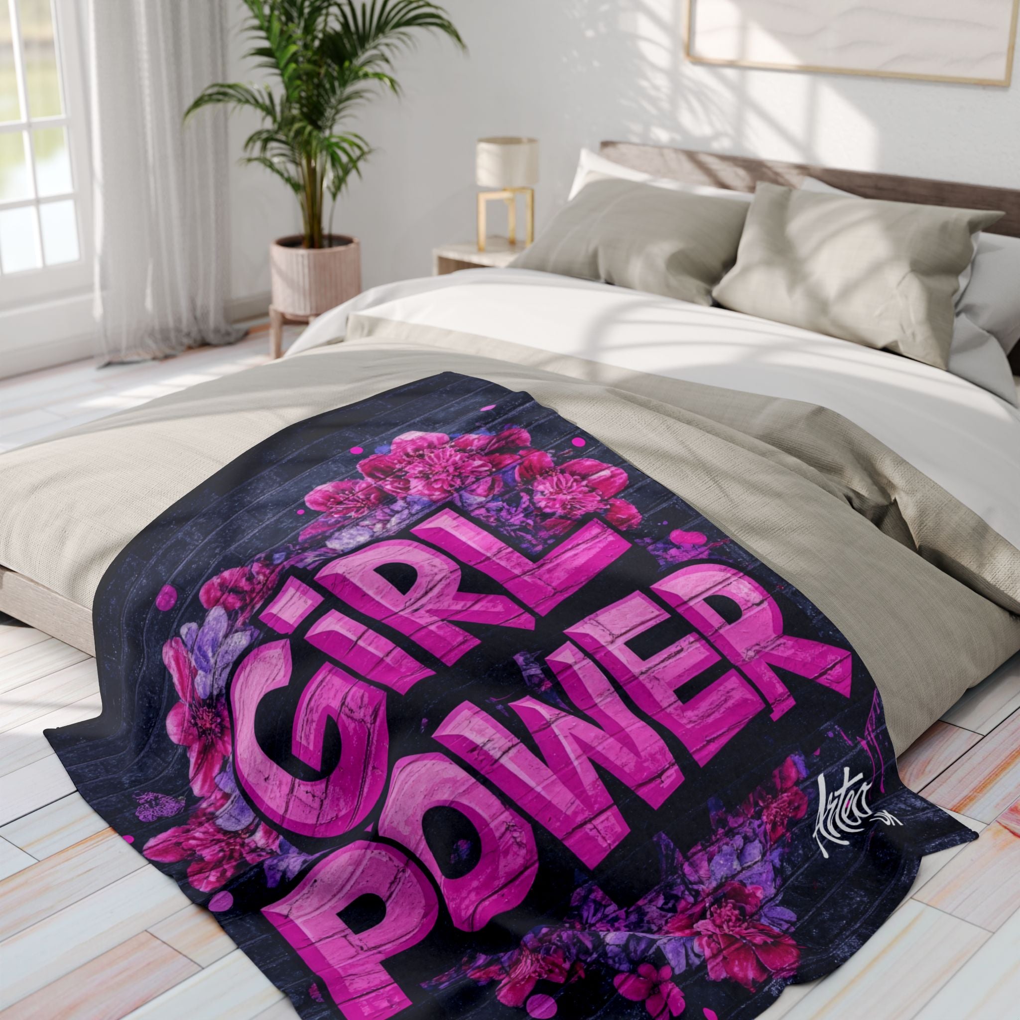 Girl Power Floral Graffiti Blanket – Bold Urban Statement