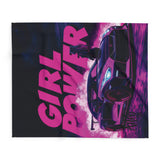 Girl Power Drift Car Fleece Blanket – Empowering Street Racing Style