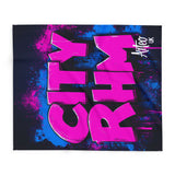 City Rhythm Fleece Blanket – Bold Pink & Blue Urban Beats