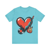 Navy Blue Heart & Music Graphic T-Shirt