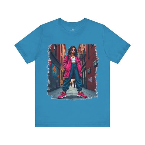 Edgy Glam Tee - Modern Women's Urban Streetwear Graphic