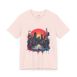 Sunset City Street T-Shirt – Vibrant Urban Skyline Art Tee