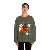 Happy Halloween Sweatshirt – Spooky Ghosts and Pumpkin Design