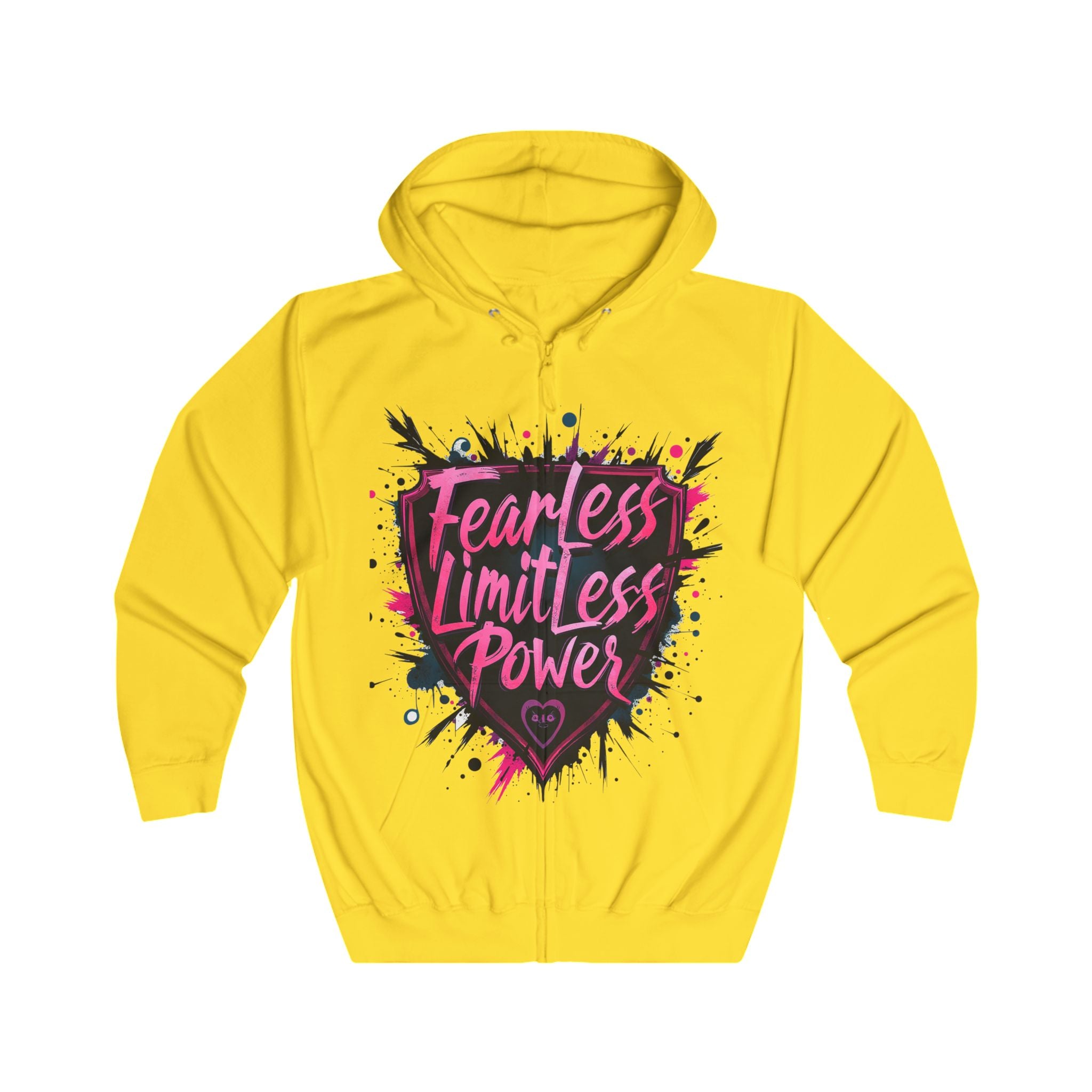 Fearless Limitless Power Hoodie – Motivational Graphic Zip-Up