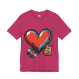 Heart & Music Graphic T-Shirt - Navy Blue Style