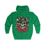 Men’s Skull and Roses Graphic Hoodie - Edgy Urban Style