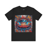 Navy Sports Car Graffiti T-Shirt – Bold Urban Graphic Tee for Car Enthusiasts