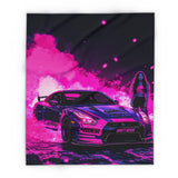 Drift Queen Fleece Blanket – Bold Pink Smoke & Street Racing Vibes