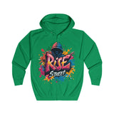 Navy Rise Street Hoodie – Vibrant Urban Art Graphic for Streetwear Enthusiasts