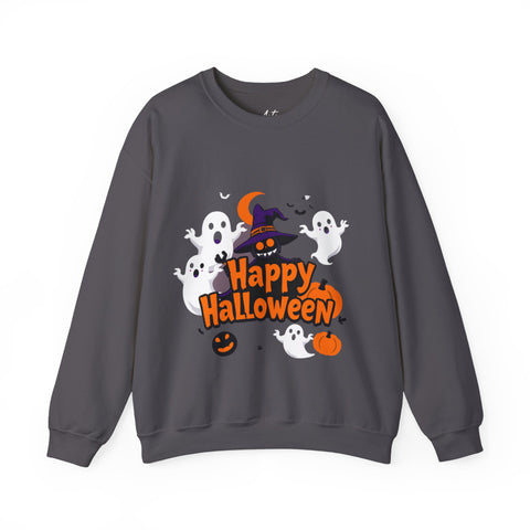 Happy Halloween Sweatshirt – Spooky Ghosts and Pumpkin Design