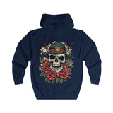 Men’s Skull and Roses Graphic Hoodie - Edgy Urban Style