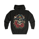 Men’s Skull and Roses Graphic Hoodie - Edgy Urban Style