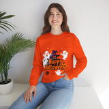 Happy Halloween Sweatshirt – Spooky Ghosts and Pumpkin Design