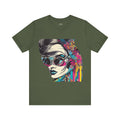 Retro Vibes Women's T-Shirt - Neon Geometric Design