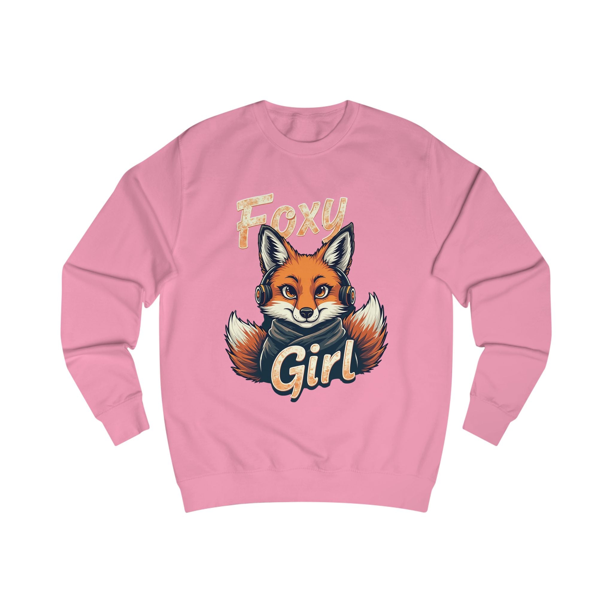 Foxy Girl Pink Sweatshirt – Fox with Headphones Design