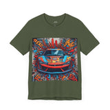 Navy Sports Car Graffiti T-Shirt – Bold Urban Graphic Tee for Car Enthusiasts