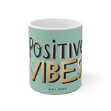 "Positive Vibes Only" Mint Mug – Uplifting & Modern Drinkware