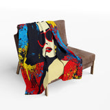 Retro Diva Fleece Blanket – Vibrant Pop Art Fashion