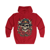 Men’s Skull and Roses Graphic Hoodie - Edgy Urban Style