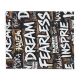 Dream Fearless Collage Blanket – Bold Motivational Words