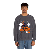 Happy Halloween Sweatshirt – Spooky Ghosts and Pumpkin Design