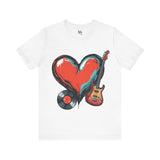 Navy Blue Heart & Music Graphic T-Shirt