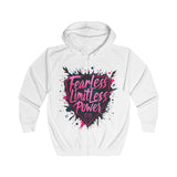 Fearless Limitless Power Hoodie – Motivational Graphic Zip-Up