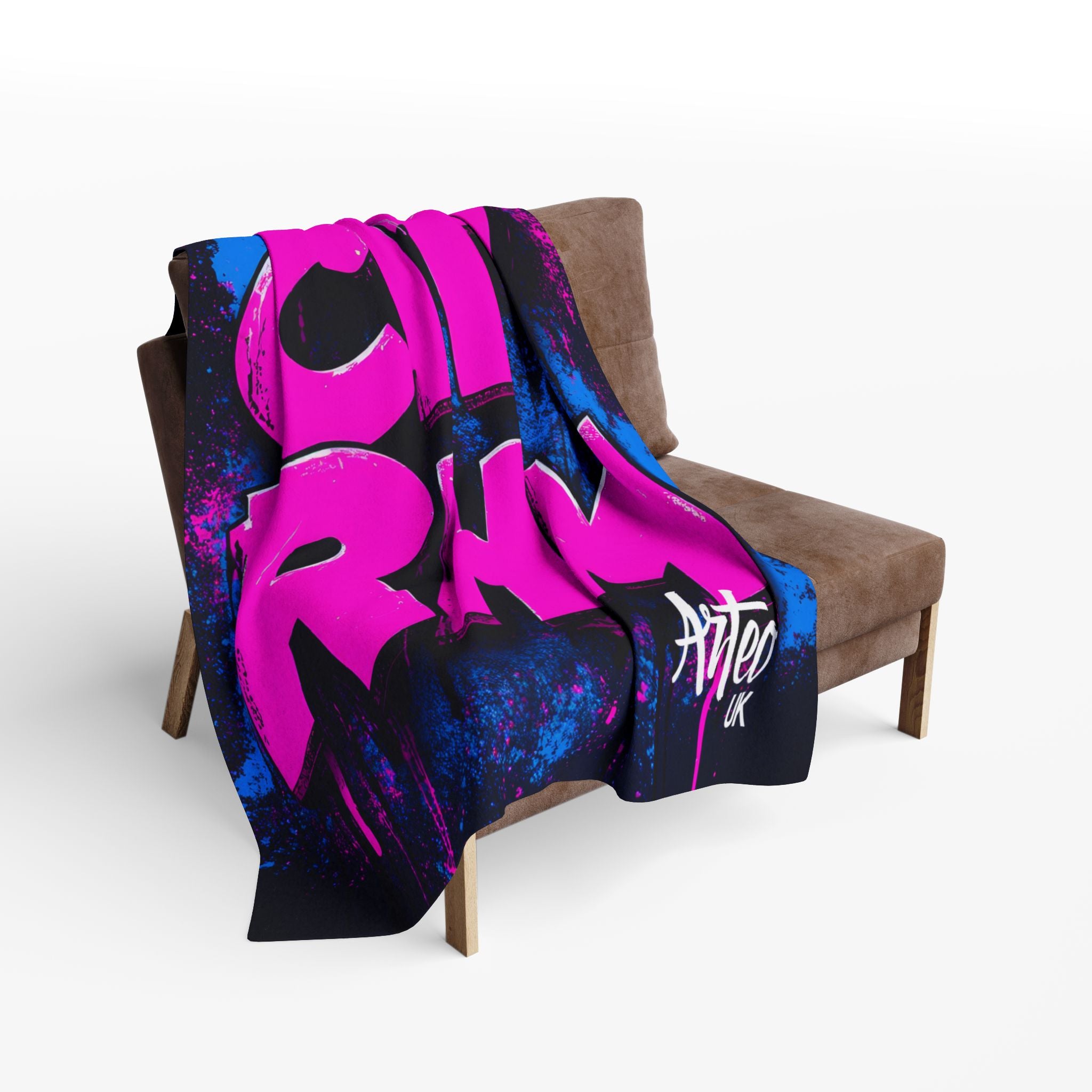 City Rhythm Fleece Blanket – Bold Pink & Blue Urban Beats