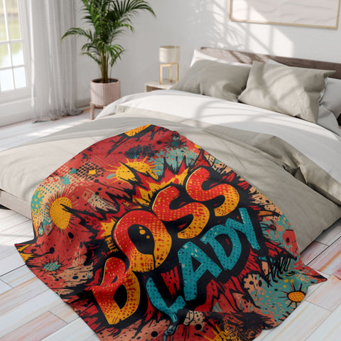 Boss Lady Comic Fleece Blanket – Vibrant Pop Art Empowerment