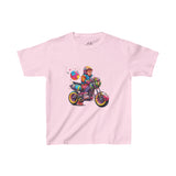 Kid on Bike T-Shirt – Colorful Motorcycle Graphic Tee for Kids