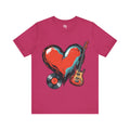 Navy Blue Heart & Music Graphic T-Shirt