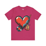Navy Blue Heart & Music Graphic T-Shirt