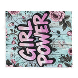 Girl Power Floral Fleece Blanket – Empowering Pastel Decor