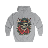 Men’s Skull and Roses Graphic Hoodie - Edgy Urban Style