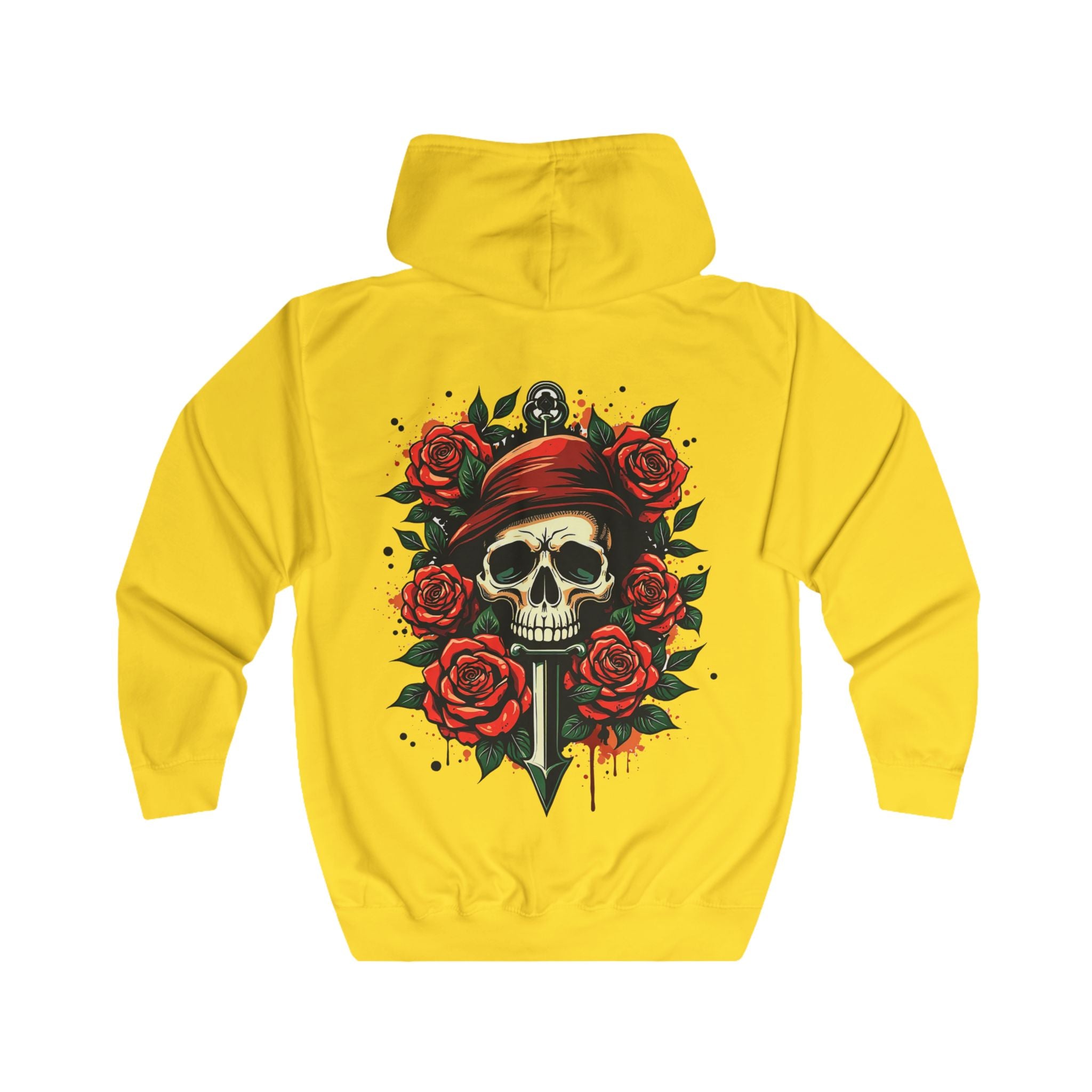 Green Skull and Roses Hoodie – Bold Urban Streetwear Graphic Hoodie