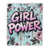 Girl Power Floral Fleece Blanket – Empowering Pastel Decor