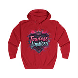 Fearless Limitless Hoodie – Empowering Graphic Zip-Up