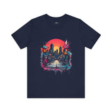 Sunset City Street T-Shirt – Vibrant Urban Skyline Art Tee